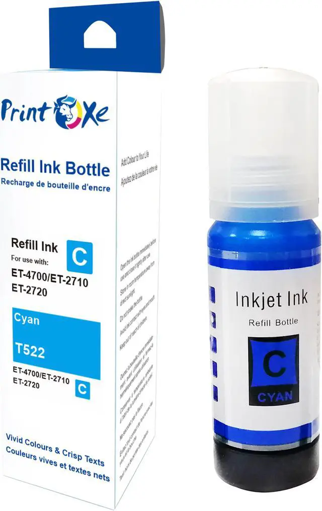 Alt view image 3 of 5 - T522 Compatible Ink Refill Bottles 2 Sets 522 of 8 Bottles; 2 Black T522120 | 2 Cyan T522220 | 2 Magenta T522320 | 2 Yellow T522420 for Epson EcoTank Printers ET 1110 / 2710 / 2720 / 4700