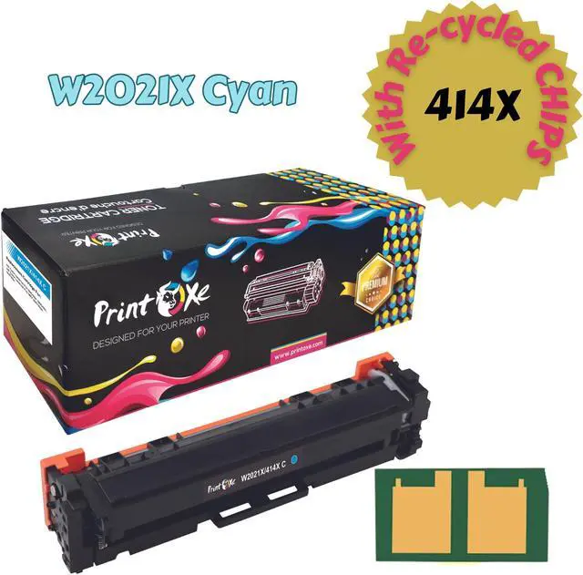 Main image of W2021X CYAN 414X With Chip - High Yield Toner Cartridge of 414A / W2021A Cyan for HP Color LaserJet Pro M454dn M454dw M479dw M479fdn M479fdw