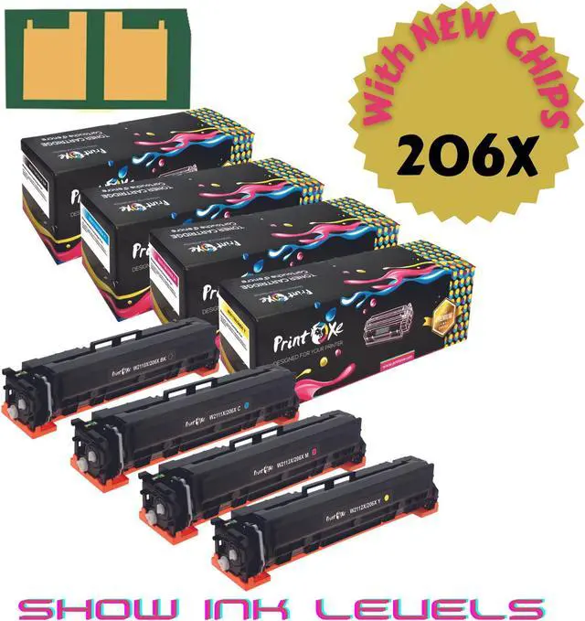 Alt view image 2 of 6 - With Chips 206X Compatible Set - 4 Toner High Yield Cartridges of 206A | W2110X W2111X W2112X W2113X |for HP M255dw M255nw M255dn and MFP M282nw M283cdw M283fdn M283fdw