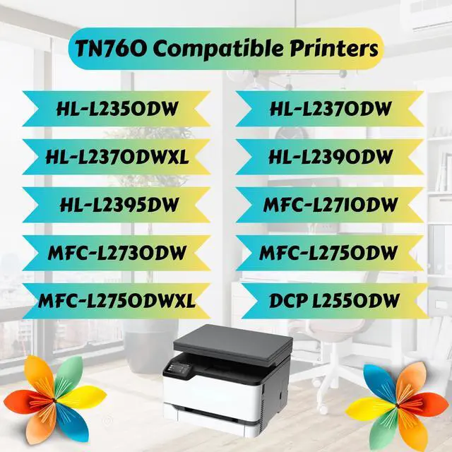 Alt view image 2 of 5 - TN760 Compatible 2 Toner Cartridges (With Chips) TN 760 HY TN730 for Brother HL L2350DW L2370DW L2370DWXL L2390DW L2395DW & MFC L2710DW L2730DW L2750DWXL & DCP L2550DW