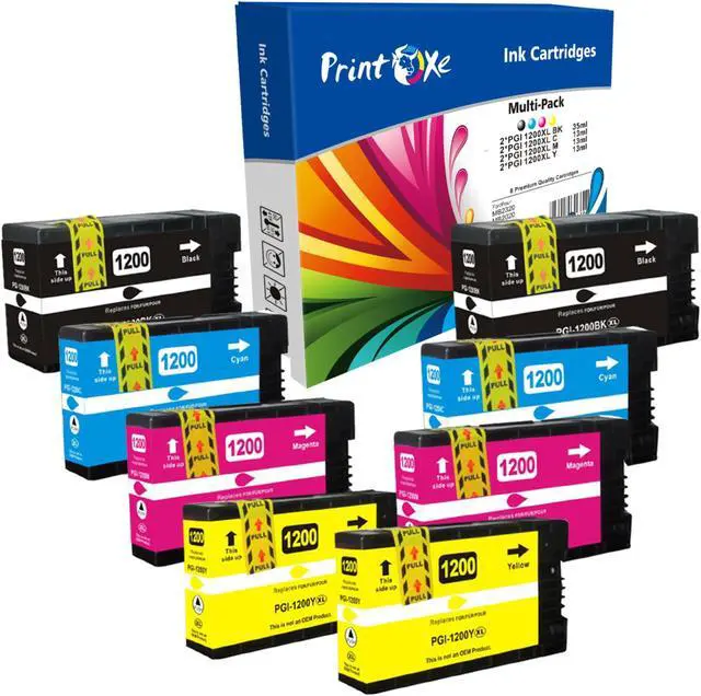 Main image of PGI-1200 XL Compatible 2 Sets (Pigment Ink) 8 Ink Cartridges 2 BK, 2 Cyan, 2 Magenta, & 2 Yellow High Yield PGI 1200 for MAXIFY Printers MB2320 MB2020 MB2350 MB2050 MB2120 MB2720