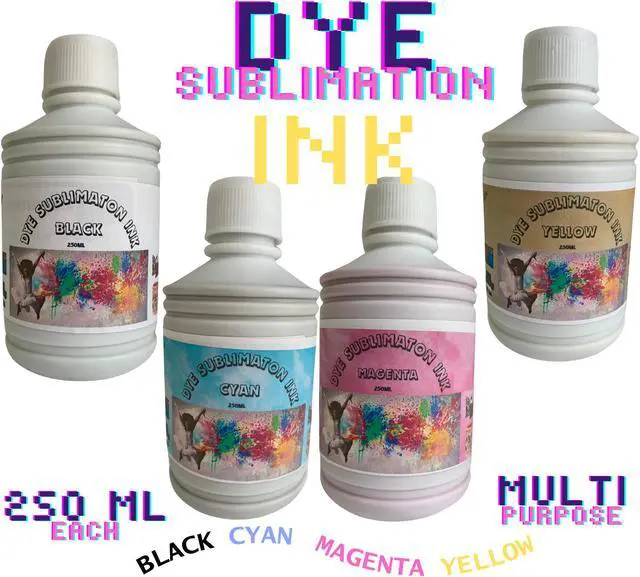 Main image of Sublimation Ink 4 Refill Bottles (Complete Set) Universal Use Each Bottle 250ML For Printers Clothing and Many Other Uses. Compatible with Epson Workforce, Expression, & Ecotank Printers