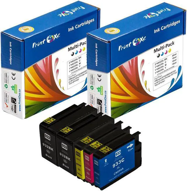 Main image of 5 Ink Cartridges Compatible for HP 932XL & 933XL (2 BK, 1 Cyan, 1 Magenta, 1 Yellow) 932 / 933 for HP Printer Models: Officejet 6100, 6600, 6700 and e-All-in-One Printer-H711a & 100 ePrint