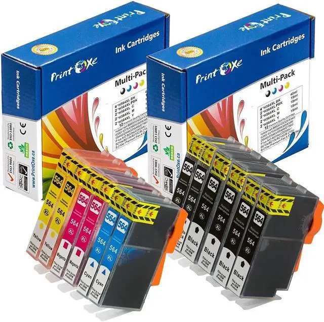 Main image of 564XL Compatible 12 Ink Cartridges for HP 564High Yield: 4 Large Black, 2 Photo Black, 2 Cyan, 2 Magenta, & 2 Yellow