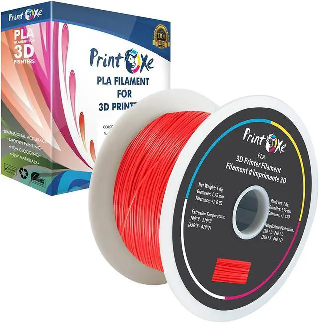 Main image of 3D RED PLA Printer Filament 1.75 - 1Kg Spool (2.2 LBs) Dimensional Accuracy +/- 0.03 mm