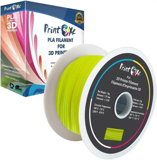 Main image of 3D Fluorescent Yellow Colour PLA Printer Filament 1.75mm Diameter - Net Spool (2.2 LBs) Dimensional Accuracy +/- 0.03 mm