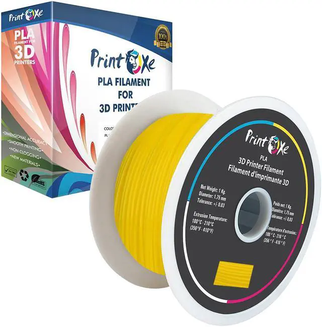 Main image of 3D Yellow PLA Printer Filament 1.75-1Kg Spool (2.2 LBs) Dimensional Accuracy +/- 0.03 mm