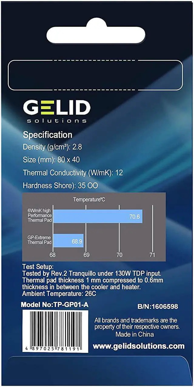 Alt view image 6 of 7 - Gelid Solutions GP-Extreme 12W-Thermal Pad 80x40x0.5mm. Excellent Heat Conduction, Ideal Gap Filler. Easy Installation - 1 Pack