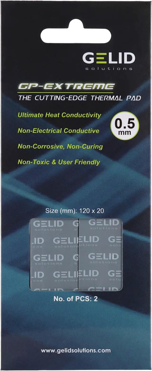 Alt view image 6 of 6 - Gelid Solutions GP-Extreme 12W-Thermal Pad 120x20x0.5 (2pcs) Excellent Heat Conduction, Ideal Gap Filler. Easy Installation