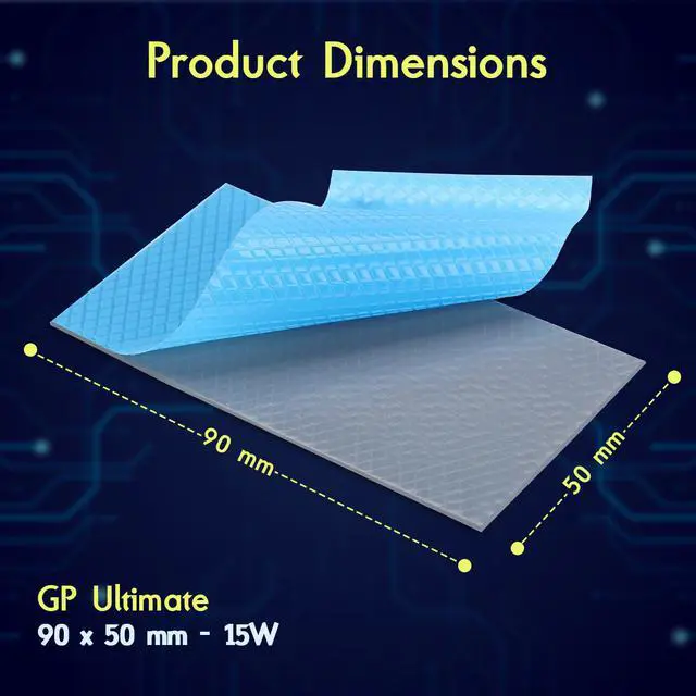 Alt view image 2 of 7 - Gelid Solutions GP-Ultimate 15W- Thermal Pad 90x50x0.5mm. Excellent Heat Conduction, Ideal Gap Filler. Easy Installation - 1 Pack