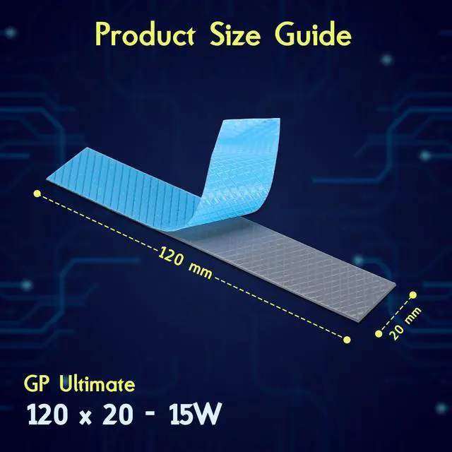 Alt view image 2 of 8 - Gelid Solutions GP-Ultimate 15W- Thermal Pad 120x20x2.0mm. Excellent Heat Conduction, Ideal Gap Filler. Easy Installation - 1 Pack