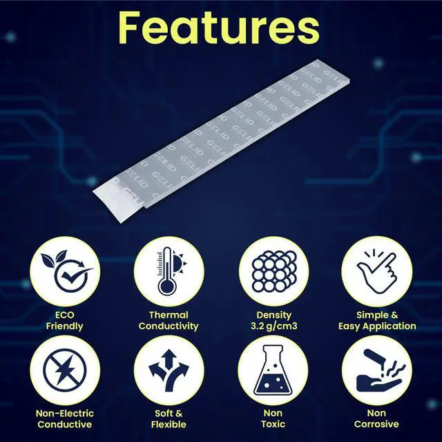 Alt view image 2 of 6 - Gelid Solutions GP-Extreme 12W-Thermal Pad 120x20x0.5 (2pcs) Excellent Heat Conduction, Ideal Gap Filler. Easy Installation