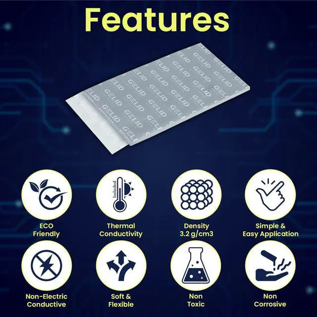 Alt view image 4 of 7 - Gelid Solutions GP-Extreme 12W-Thermal Pad 80x40x0.5mm. Excellent Heat Conduction, Ideal Gap Filler. Easy Installation - 1 Pack