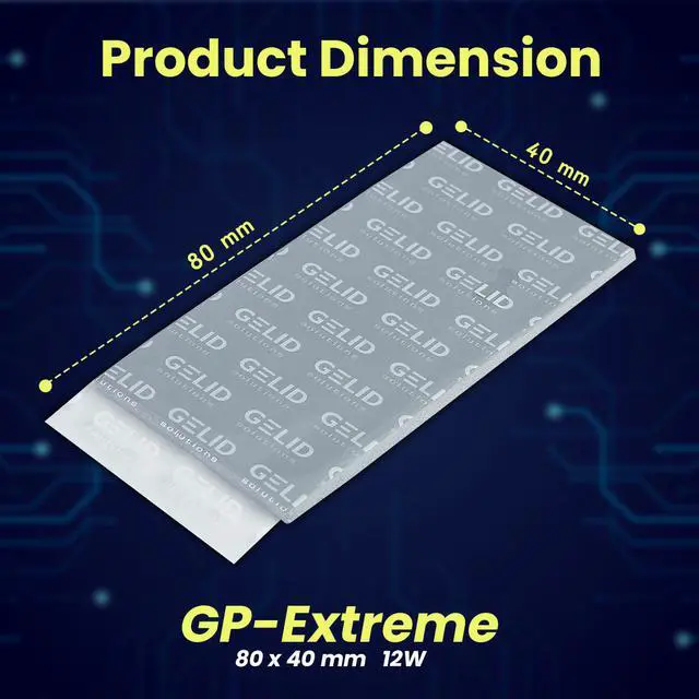 Alt view image 2 of 8 - Gelid Solutions GP-Extreme 12W-Thermal Pad 80x40x3.0mm. Excellent Heat Conduction, Ideal Gap Filler. Easy Installation - 1 Pack