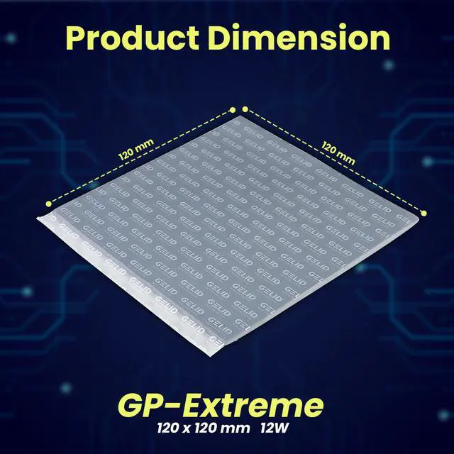Alt view image 2 of 6 - Gelid Solutions GP-Extreme 12W-Thermal Pad 120x120x0.5mm. Excellent Heat Conduction, Ideal Gap Filler. Easy Installation 120 x 120 x 0.5 mm