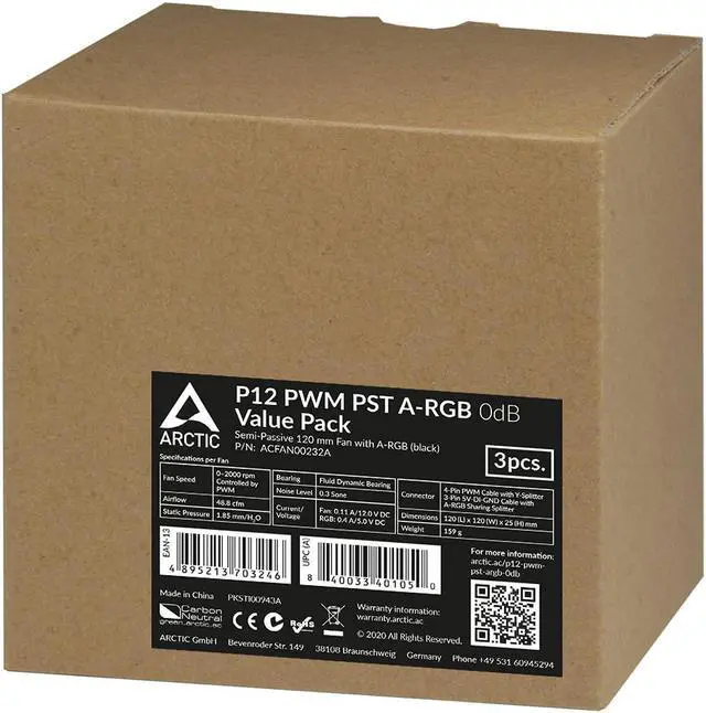 Alt view image 9 of 17 - ARCTIC ACFAN00232A P12 PWM PST A-RGB (3 Pack) 120 mm PWM case Fan Optimized for Static Pressure 2000 RPM 3 pin Black