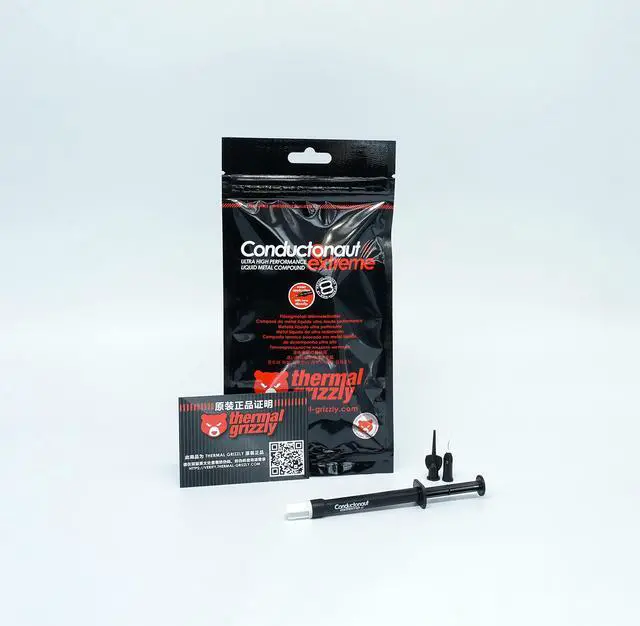 Alt view image 6 of 6 - Thermal Grizzly Conductonaut Extreme Thermal Grease - 1 Gram Set + Applicators + Pads - Liquid Metal Thermal Paste for Cooling The CPU, GPU Value Pack