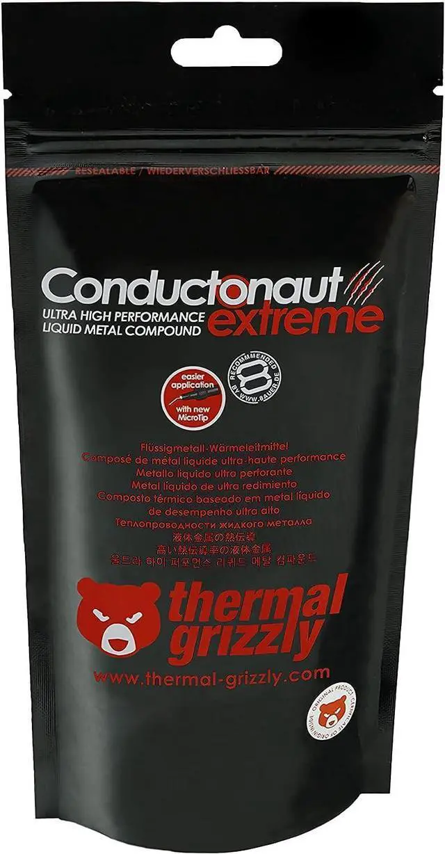 Alt view image 5 of 9 - Thermal Grizzly Conductonaut Extreme Thermal Grease - 1 Gram Thermal Paste for Cooling The CPU, GPU