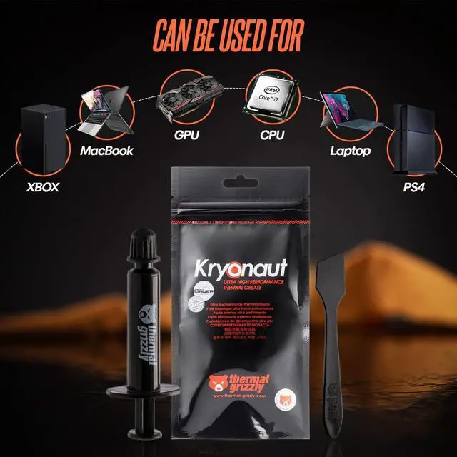 Alt view image 4 of 7 - Thermal Grizzly Kryonaut The High Performance Thermal Paste for Cooling All Processors, Graphics Cards and Heat Sinks in Computers and Consoles Combo Extra Spatula, Cleaning Pads + Cloth (1g Combo)