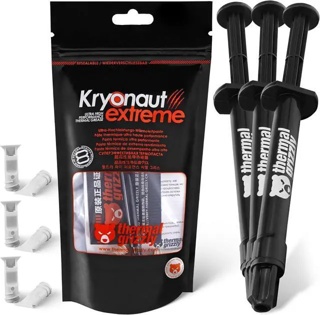 Main image of Thermal Grizzly Kryonaut Extreme - Extremely High Performance Thermal Paste - for Maximum Thermal Conductivity While Overclocking CPU/GPU/PS4/PS5/Xbox (3 Pack of 2 Gram)