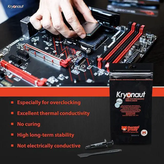 Alt view image 3 of 7 - Thermal Grizzly Kryonaut - High-Performance CPU Thermal Paste for Cooling All Processors, Graphics Cards, and Heat Sinks - Thermal Compound for Computers and Consoles (3 Pack Combo)