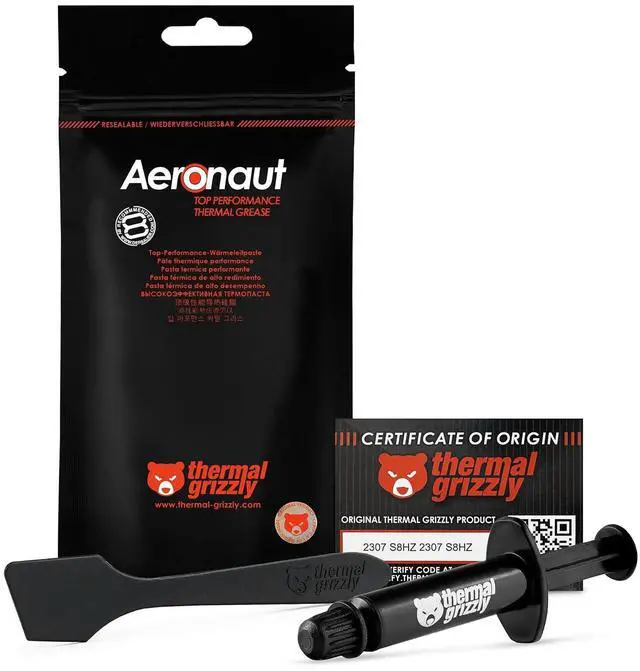 Alt view image 5 of 11 - Thermal Grizzly - Aeronaut - High Performance Thermal Paste - Cooling and Mute Heat Sink Paste for CPU (All Kinds of Them) and Graphics Card Coolers (1 Gram)