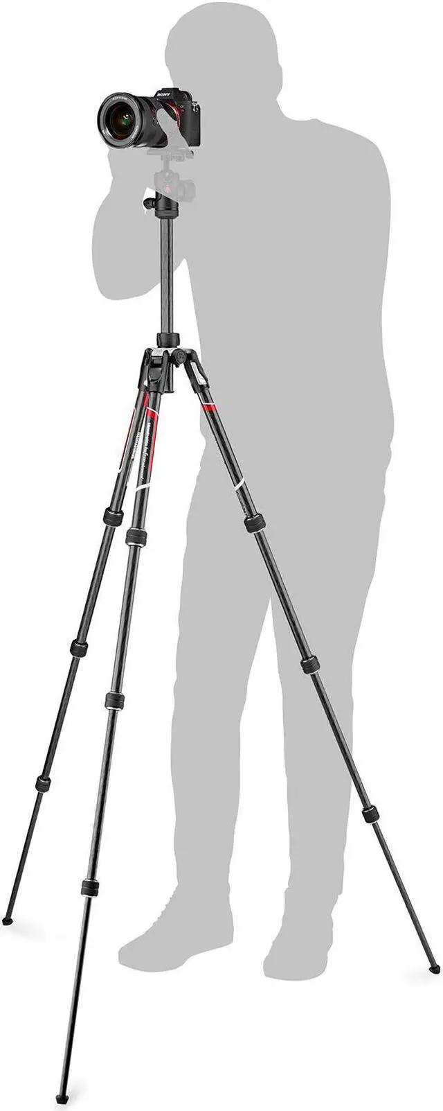 Alt view image 11 of 20 - Manfrotto Befree Advanced CF Travel Tripod with 494 Ball Head, Twist Lock, Black