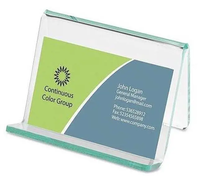 Alt view image 5 of 19 - Lorell Business Card Holder 3-1/4"x3"x2-5/8" Clear/Green 80657