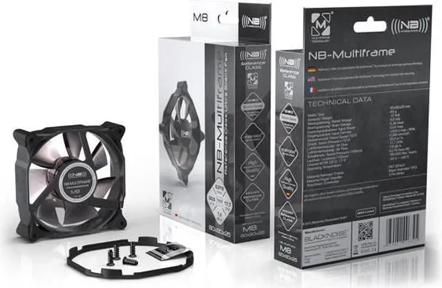 Alt view image 4 of 5 - Noiseblocker NB-Multiframe M8-3 80x80x25mm Low Noise Fan, 2200rpm, 19.2 dBA