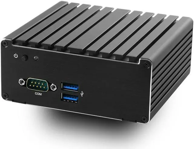 Main image of JetWay HBJC313U591W-3160-B Fanless NUC Barebones. 2 HDMI + 1 DP 4K support, Dual Intel GbLAN, WiFi + Bluetooth, Aluminum alloy chassis.