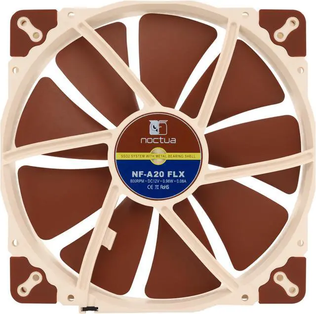 Alt view image 3 of 7 - Noctua NF-A20 FLX, Premium Quiet Fan, 3-Pin (200x30mm, Brown)