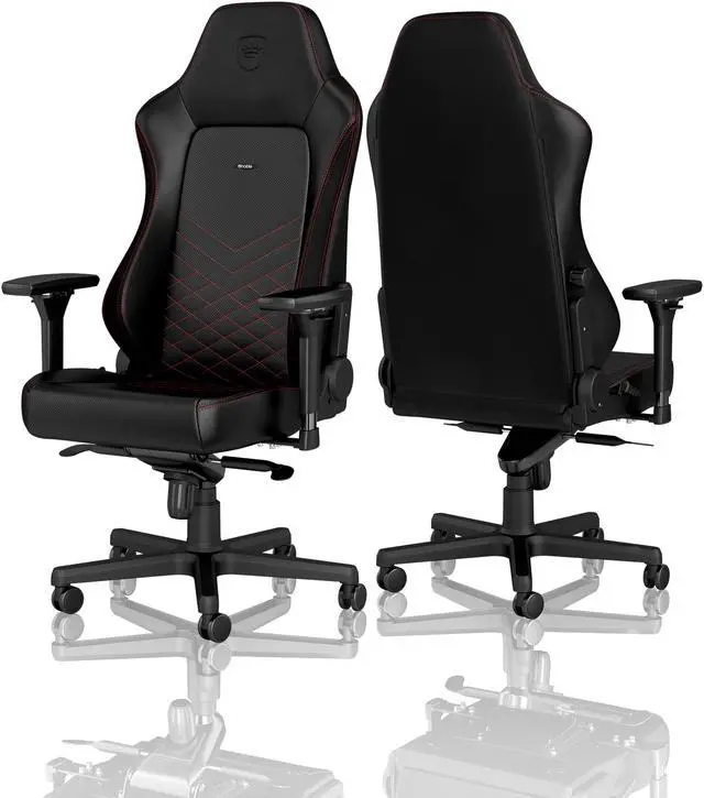 Alt view image 2 of 7 - noblechairs HERO Ergonomic Gaming & Office Chair - PU Leather, Reclining Backrest, Lockable Tilt, Lumbar Support, 4D Armrests, Supports Up to 150 kg - Black/Red