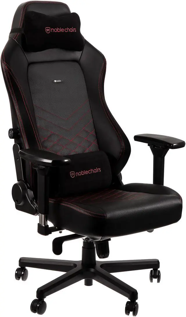 Alt view image 7 of 7 - noblechairs HERO Ergonomic Gaming & Office Chair - PU Leather, Reclining Backrest, Lockable Tilt, Lumbar Support, 4D Armrests, Supports Up to 150 kg - Black/Red