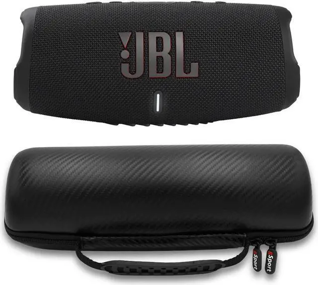 Main image of JBL CHARGE 5 Waterproof Portable Speaker with Built-in Power bank and gSport Carbon Fiber Case (Black)