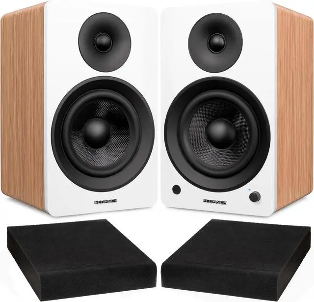 Main image of Fluance Ai61 Lucky Bamboo Powered 2.0 Stereo Bookshelf Speakers with 6.5" Drivers, 120W Amplifier for Turntable, TV, PC and Bluetooth 5 and High Density Acoustic Foam Isolation Pads 10" x 7.5"