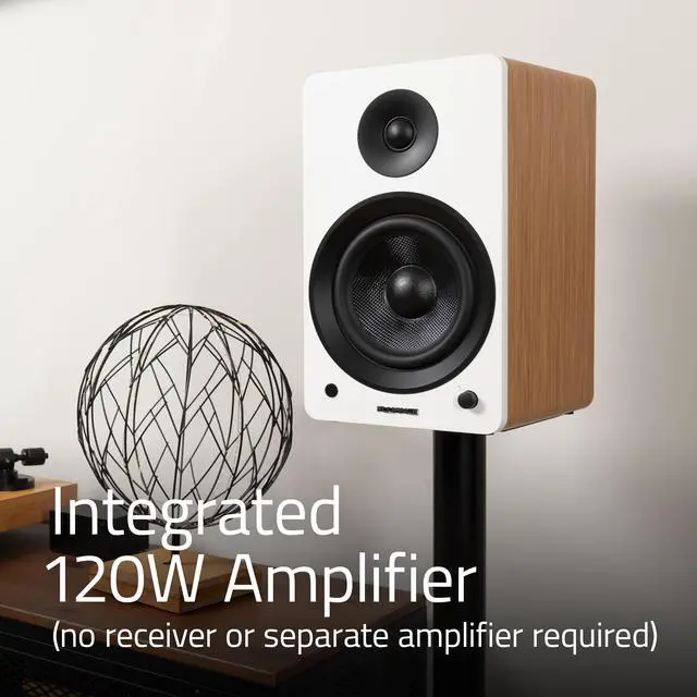 Alt view image 4 of 7 - Fluance Ai61 Powered 6.5" Stereo Bookshelf Speakers and DB10 10" Low Frequency Ported Front Firing Powered Subwoofer with 15 Feet RCA Ultimate Performance Collection Subwoofer Cable (Natural Walnut)