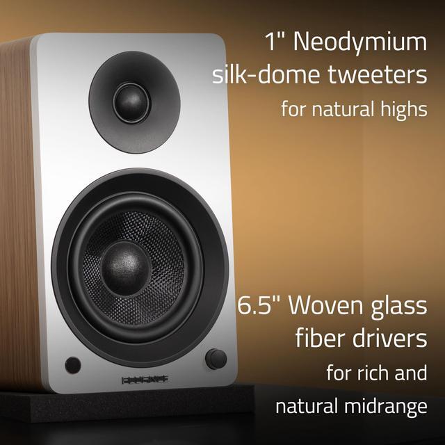 Alt view image 3 of 7 - Fluance Ai61 Powered 2-Way 2.0 Stereo Bookshelf Speakers with 6.5" Drivers, 120W Amplifier for Turntable, TV, PC and Bluetooth 5 Wireless Music Streaming - RCA, Optical, USB & Sub Out (White Walnut)