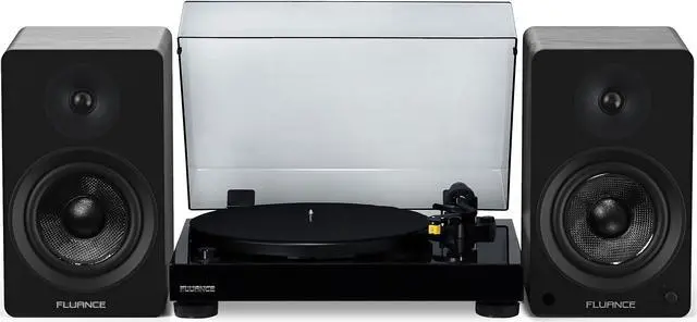 Main image of Fluance RT80 Classic High Fidelity Vinyl Turntable with Ai61 Powered 6.5" Stereo Bookshelf Speakers, Diamond Stylus, Belt Drive, Built-in Preamp, 90W Class D Amplifier, Bluetooth