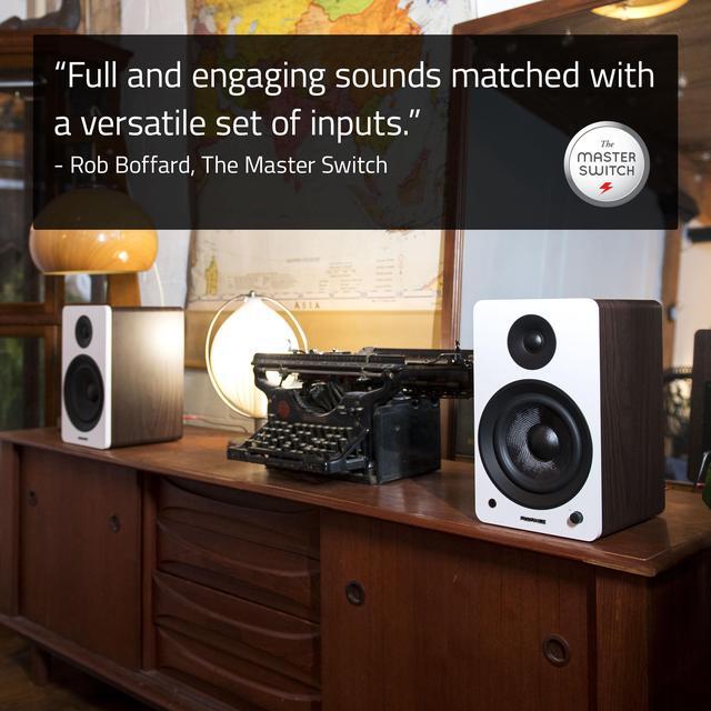 Alt view image 6 of 7 - Fluance Ai61 Powered 2-Way 2.0 Stereo Bookshelf Speakers with 6.5" Drivers, 120W Amplifier for Turntable, TV, PC and Bluetooth 5 Wireless Music Streaming - RCA, Optical, USB & Sub Out (White Walnut)