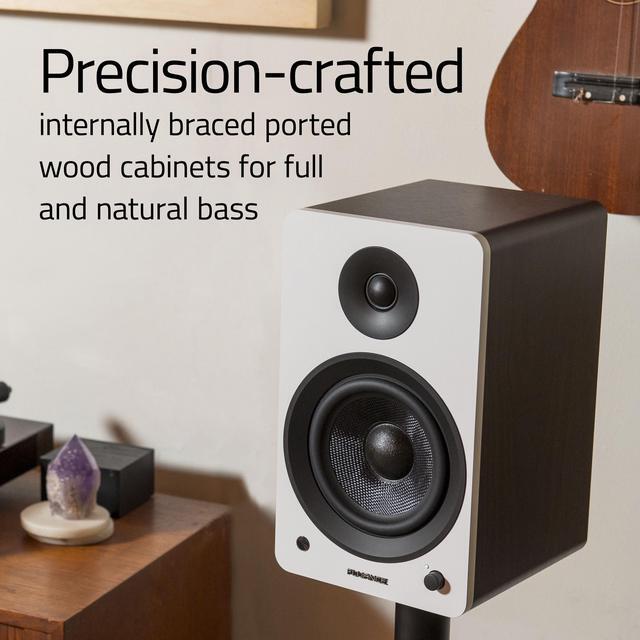 Alt view image 4 of 7 - Fluance Ai61 Powered 2-Way 2.0 Stereo Bookshelf Speakers with 6.5" Drivers, 120W Amplifier for Turntable, TV, PC and Bluetooth 5 Wireless Music Streaming - RCA, Optical, USB & Sub Out (White Walnut)