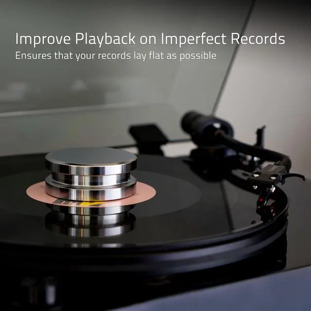 Alt view image 3 of 6 - Fluance HiFi Vinyl Record Weight Stabilizer High Mass 760 gram Steel LP Disc Turntable Accessory with Protective Velvet Pad for Vibration Damping (RW02)