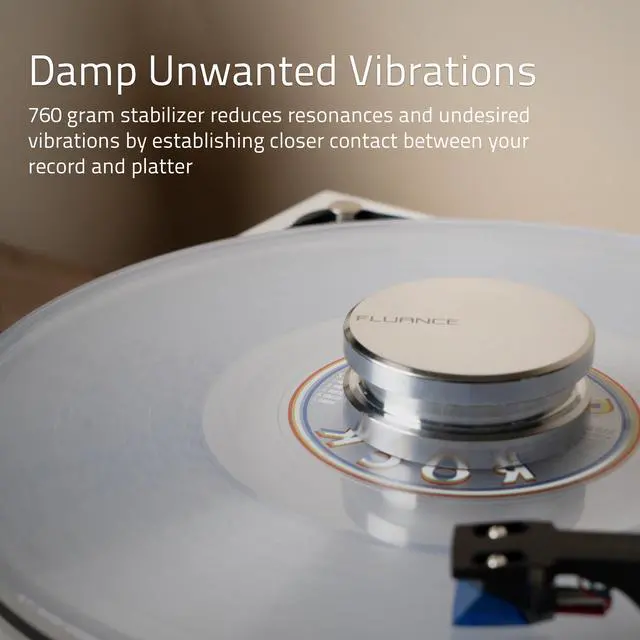 Alt view image 2 of 6 - Fluance HiFi Vinyl Record Weight Stabilizer High Mass 760 gram Steel LP Disc Turntable Accessory with Protective Velvet Pad for Vibration Damping (RW02)