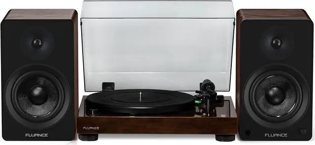 Main image of Fluance RT81 Elite High Fidelity Vinyl Turntable with Ai61 Powered 6.5" Stereo Bookshelf Speakers, Diamond Stylus, Belt Drive, Built-in Preamp, 90W Class D Amplifier, Bluetooth (Natural Walnut)