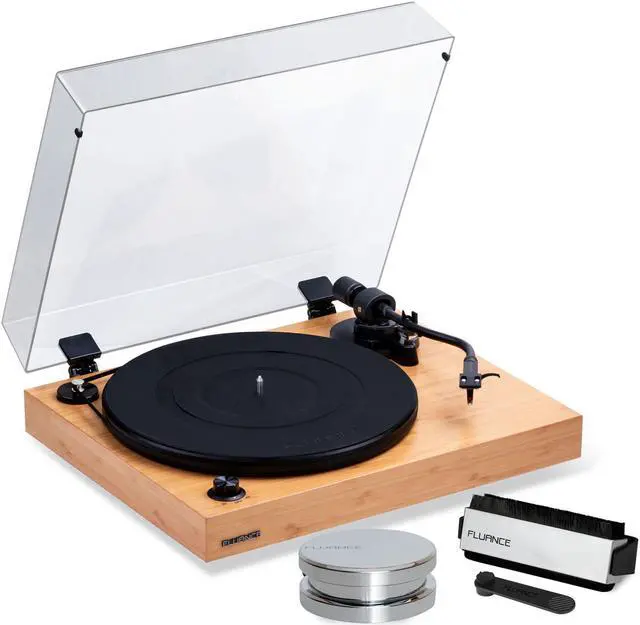 Main image of Fluance RT82 Reference High Fidelity Vinyl Turntable Record Player with Ortofon OM 10 Cartridge, Speed Control Motor, Record Weight, 3 in 1 Stylus and Record Cleaning Vinyl Accessory Kit