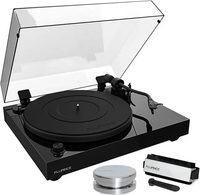 Main image of Fluance RT82 Reference High Fidelity Vinyl Turntable Record Player with Ortofon OM 10 Cartridge, Speed Control Motor, Record Weight, 3 in 1 Stylus and Record Cleaning Vinyl Accessory Kit