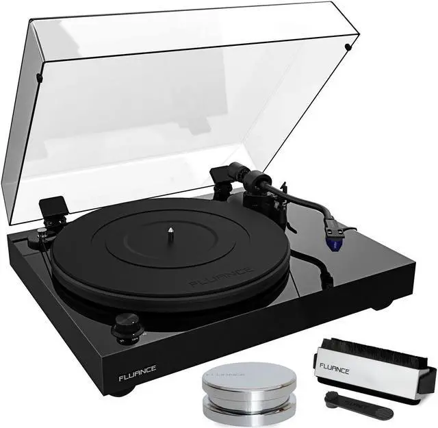 Main image of Fluance RT84 Reference High Fidelity Vinyl Turntable Record Player with Ortofon 2M Blue Cartridge, Speed Control Motor, Record Weight, 3 in 1 Stylus and Record Cleaning Vinyl Accessory Kit