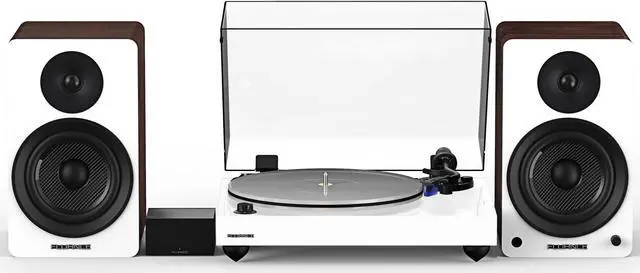 Main image of Fluance Reference RT85 High Fidelity Vinyl Turntable (White), PA10 Phono Preamp, Ai61 Powered 6.5" Bookshelf Speakers (White Walnut), Ortofon 2M Blue Cartridge, 120W Class D Amplifier, Bluetooth