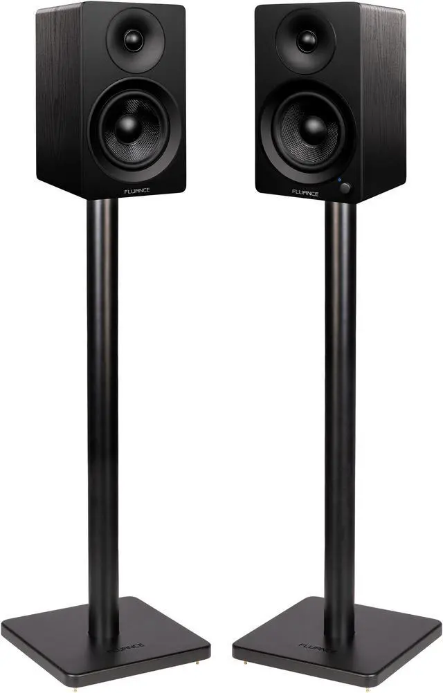 Main image of Fluance Ai41 Powered 2-Way 2.0 Stereo Bookshelf Speakers with Speaker Stands 5" Drivers 90W Amplifier for Turntable Bluetooth 5 Wireless Music Streaming with RCA Optical Subwoofer Out (Black Ash)