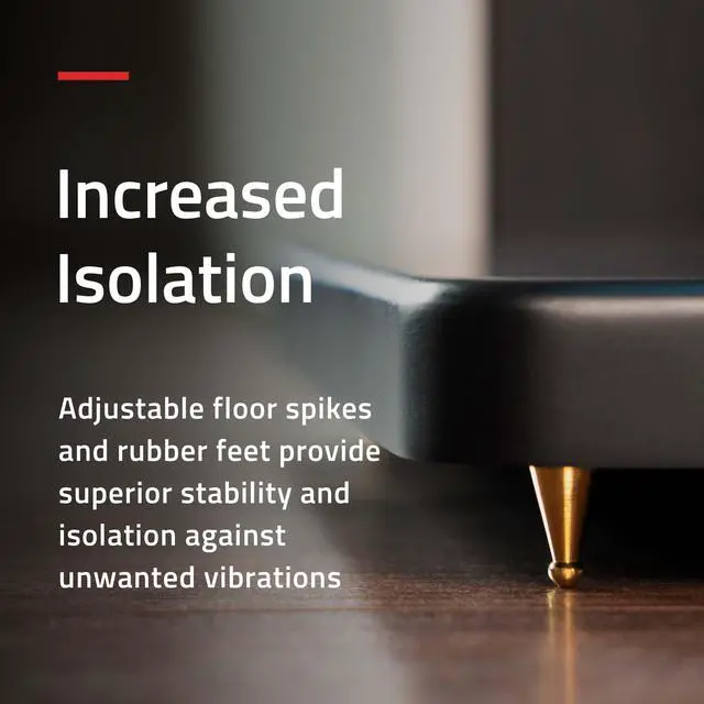 Alt view image 3 of 7 - Fluance Floor Speaker Stands for Surround Sound and Bookshelf Speakers with Solid Construction, Adjustable Floor Spikes, Rubber Isolation Feet, Cable Management, Square Base - Matte Black/Pair (SS05S)