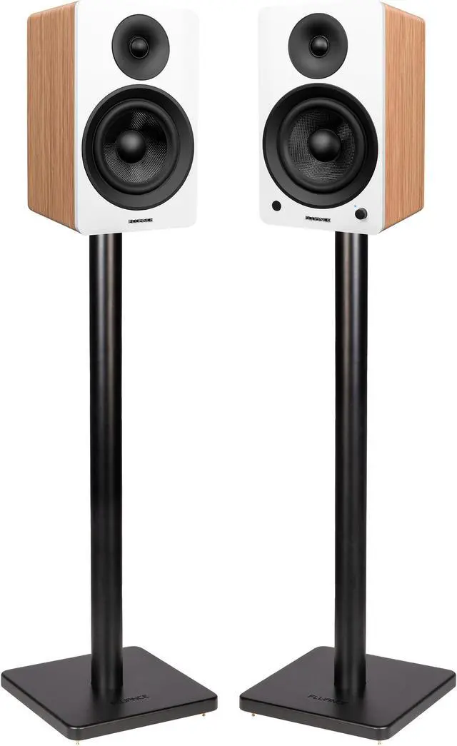 Main image of Fluance Ai61 Powered 2-Way 2.0 Stereo Bookshelf Speakers with Speaker Stands 6.5" Drivers 120W Amplifier for Turntable Bluetooth 5 Wireless Music Streaming - RCA Optical USB & Sub Out (Lucky Bamboo)